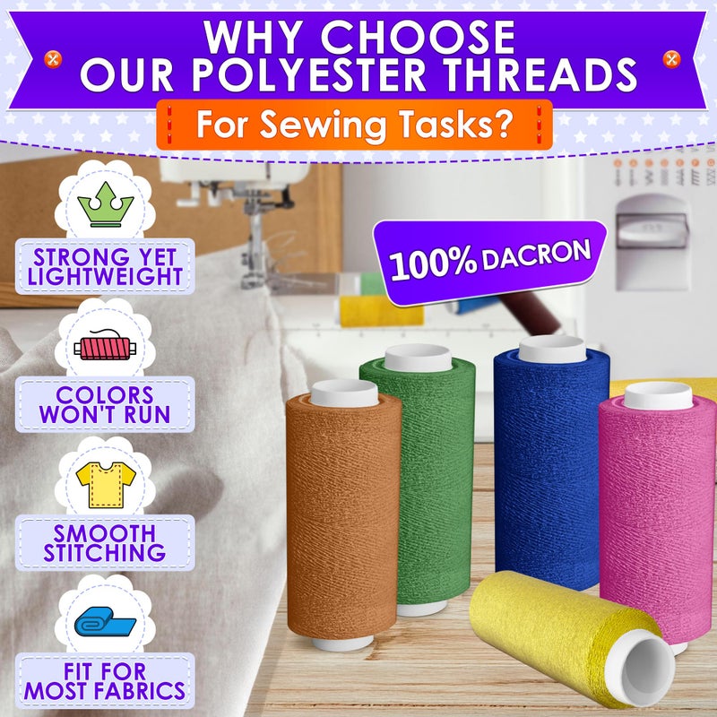 Luxbon 36 Bright Colors Sewing Thread Set - 250 Yards Spool Thread for Sewing Made of Strong Polyester, Multipack for Versatile Usage, Hand and Machine Needlework - Storing Case for Neat Organization - Image 3